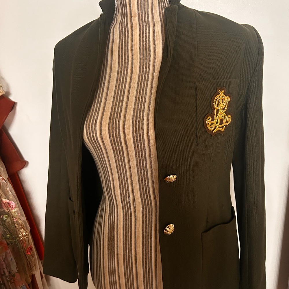 Polo by Ralph Lauren Olive Blazer with Gold Embroidery